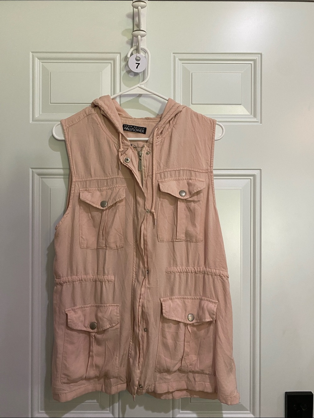 Wallflower Blush Pink Hooded Utility Vest